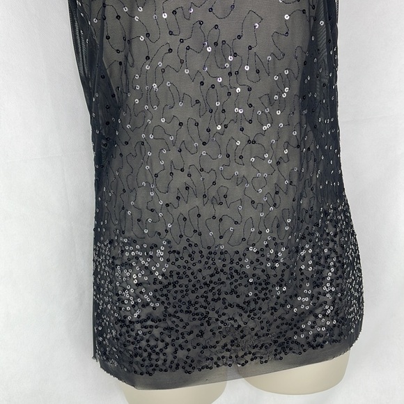 Express Black Mesh Sequin Top - Picture 2 of 5